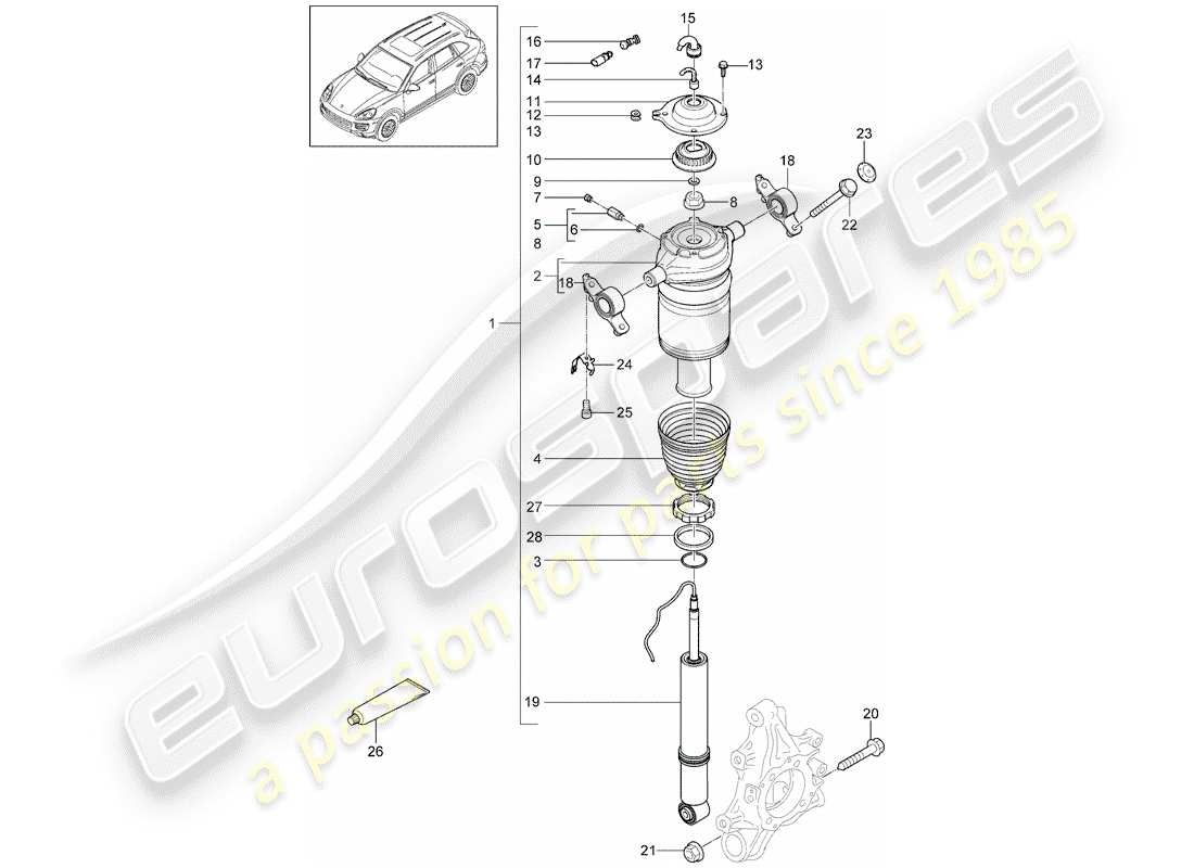 porsche 2016 (cayenne e2 92a) diagrama de piezas de suspensión