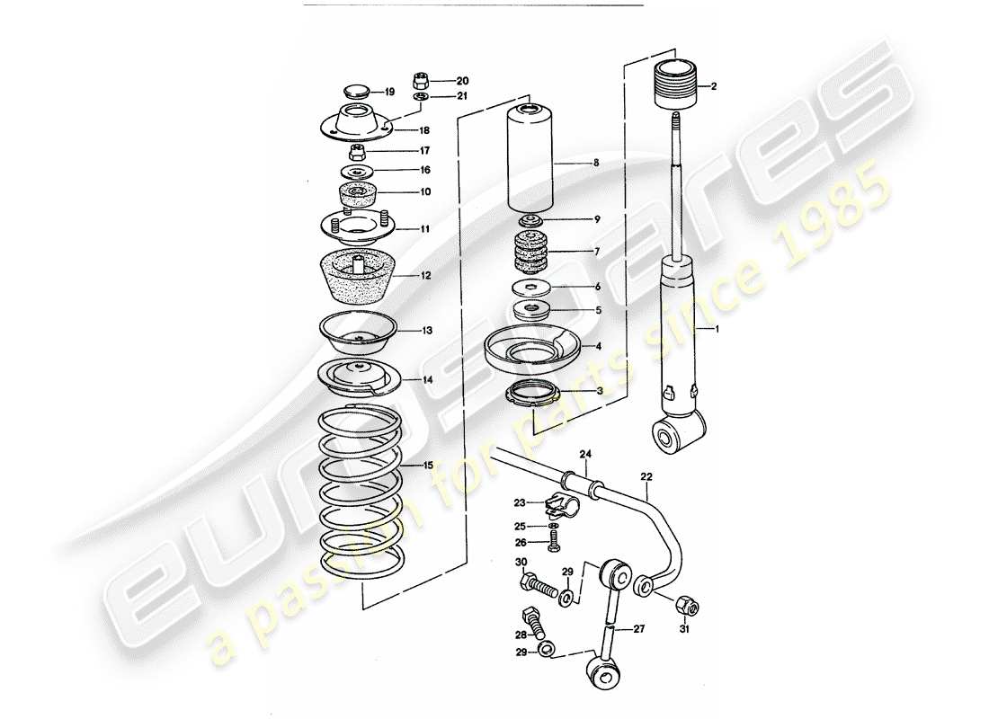 porsche 1995 (928) suspensión - estabilizador diagrama de piezas