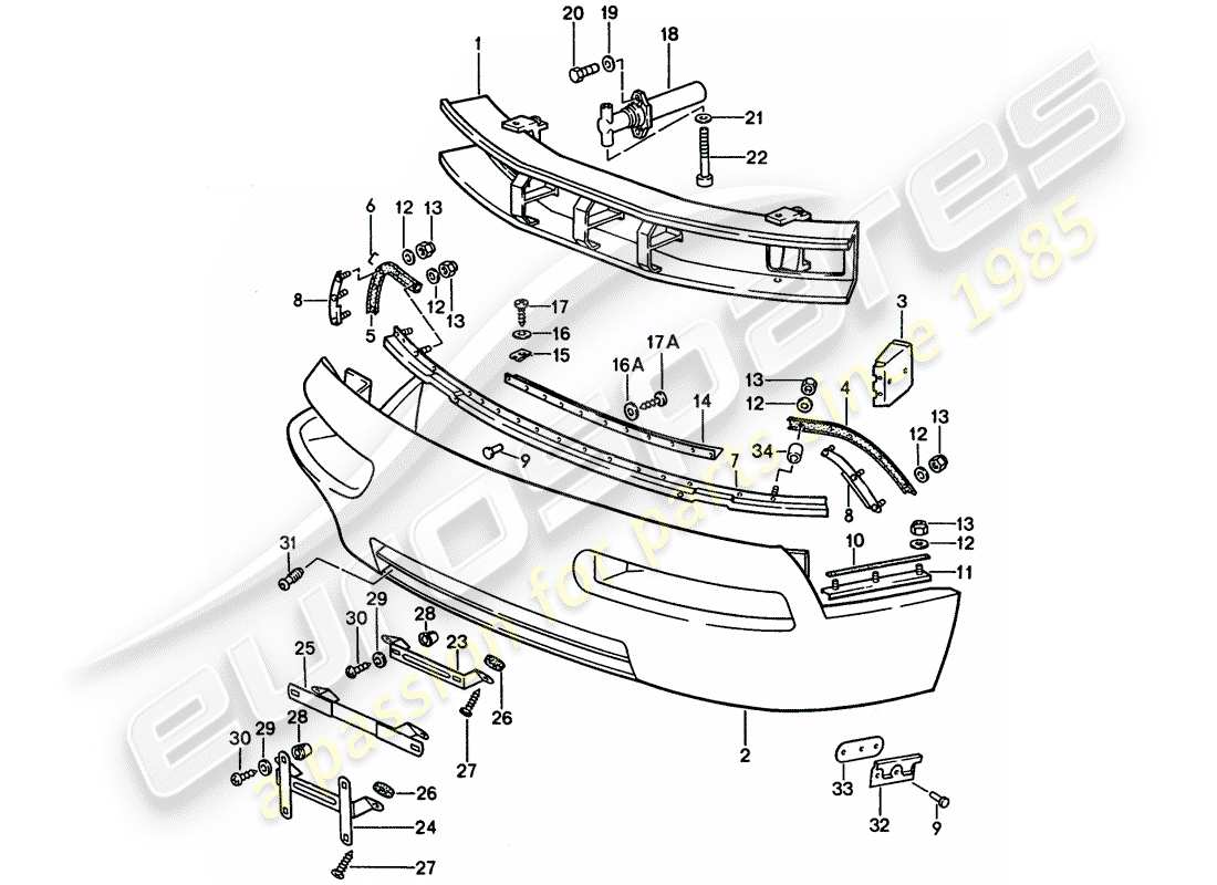 porsche 1993 (928) parachoque diagrama de piezas