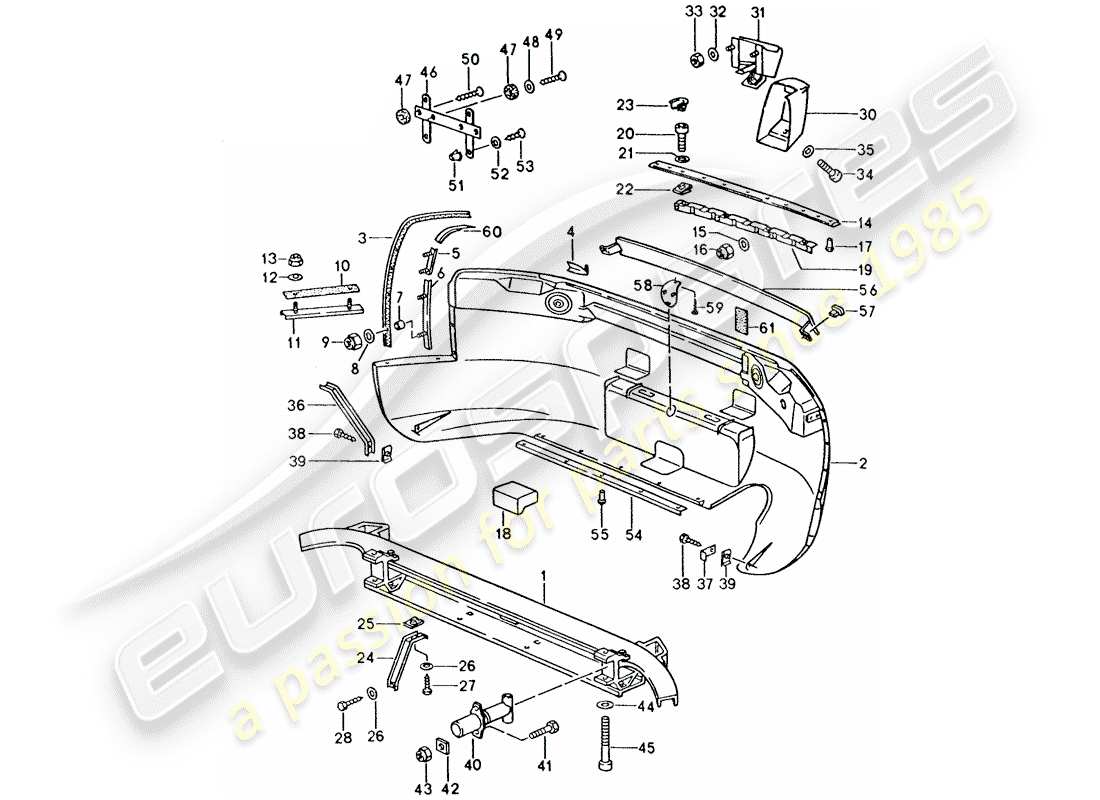 porsche 1993 (928) parachoque diagrama de piezas