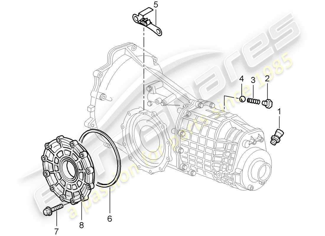porsche 2000 (986 boxster) transmisión - piezas únicas - d - mj 2000>> diagrama de piezas