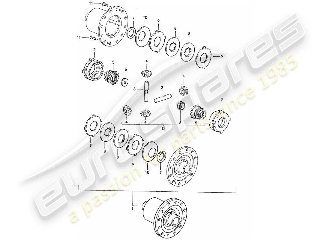 porsche 1990 (928) caja de cambios manual - diferencial de deslizamiento limitado - d >> - mj 1989 diagrama de piezas