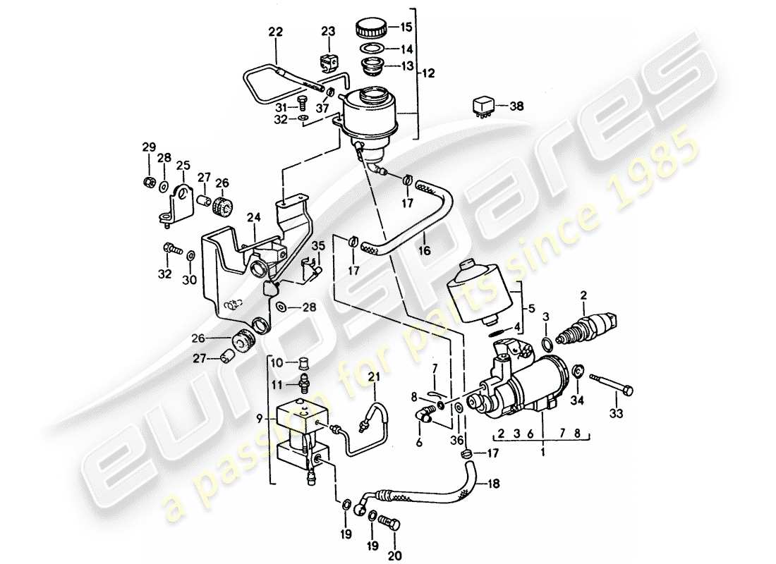 porsche 1993 (928) transmisión automática - control de bloqueo 1 diagrama de piezas