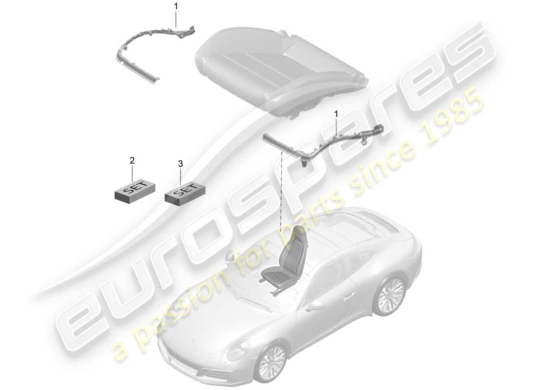 porsche 2020 (991-2) acolchado para asiento diagrama de piezas