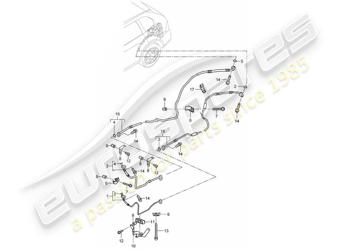 porsche 2016 (cayenne e2 92a) diagrama de piezas del circuito refrigerante