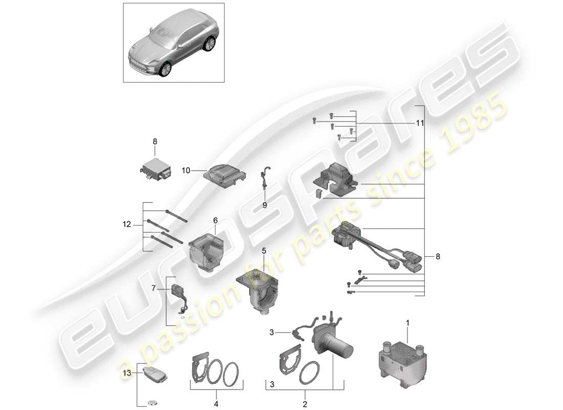 porsche 2019 (macan) diagrama de piezas del calentador adicional