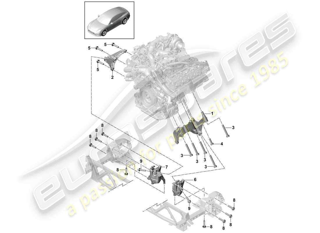 porsche 2019 (panamera 971-1) dispositivo de elevación del motor diagrama de piezas