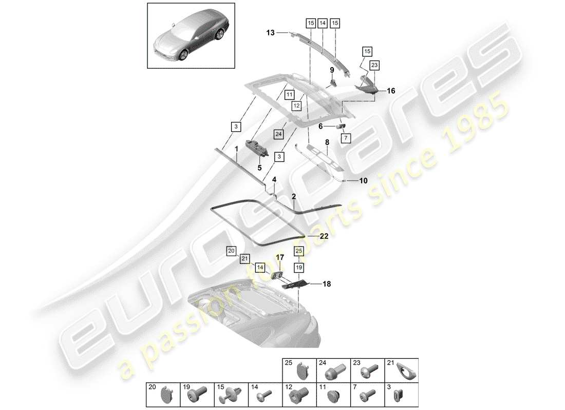porsche 2020 (panamera 971-1) juntas diagrama de piezas