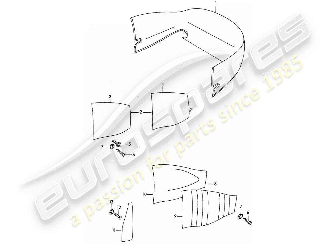 porsche 1964 (356b/356c) adornos - equipamiento interior diagrama de piezas