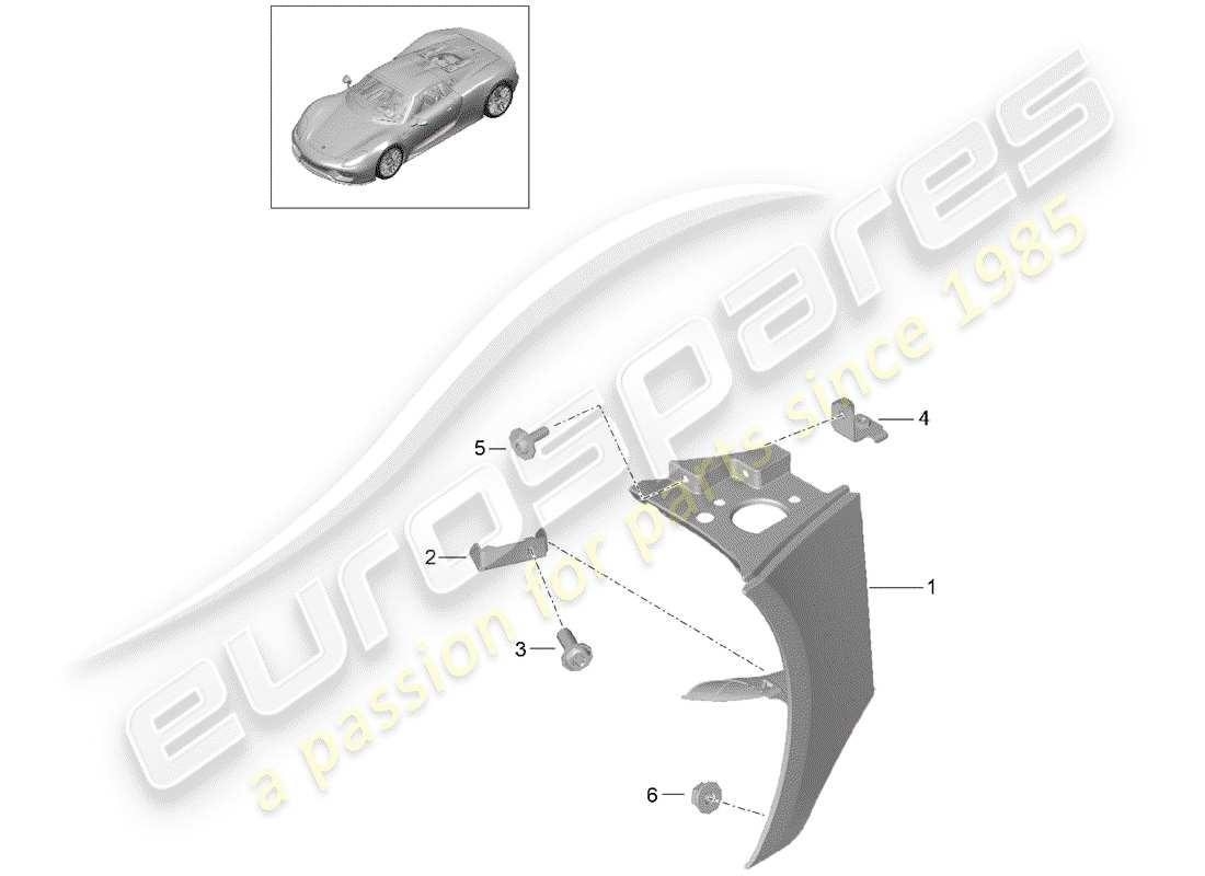 porsche 918 spyder (2015) diagrama de piezas del extremo delantero