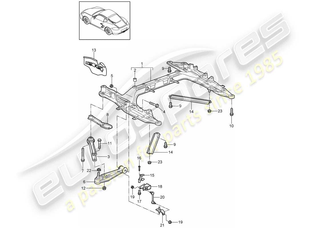 porsche cayman 987 (2009) diagrama de piezas del travesaño