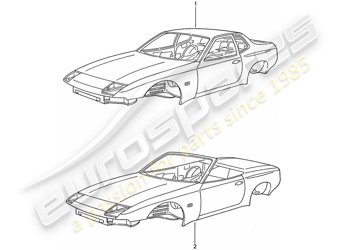 porsche 1991 (944) diagrama de piezas de la carrocería del coche