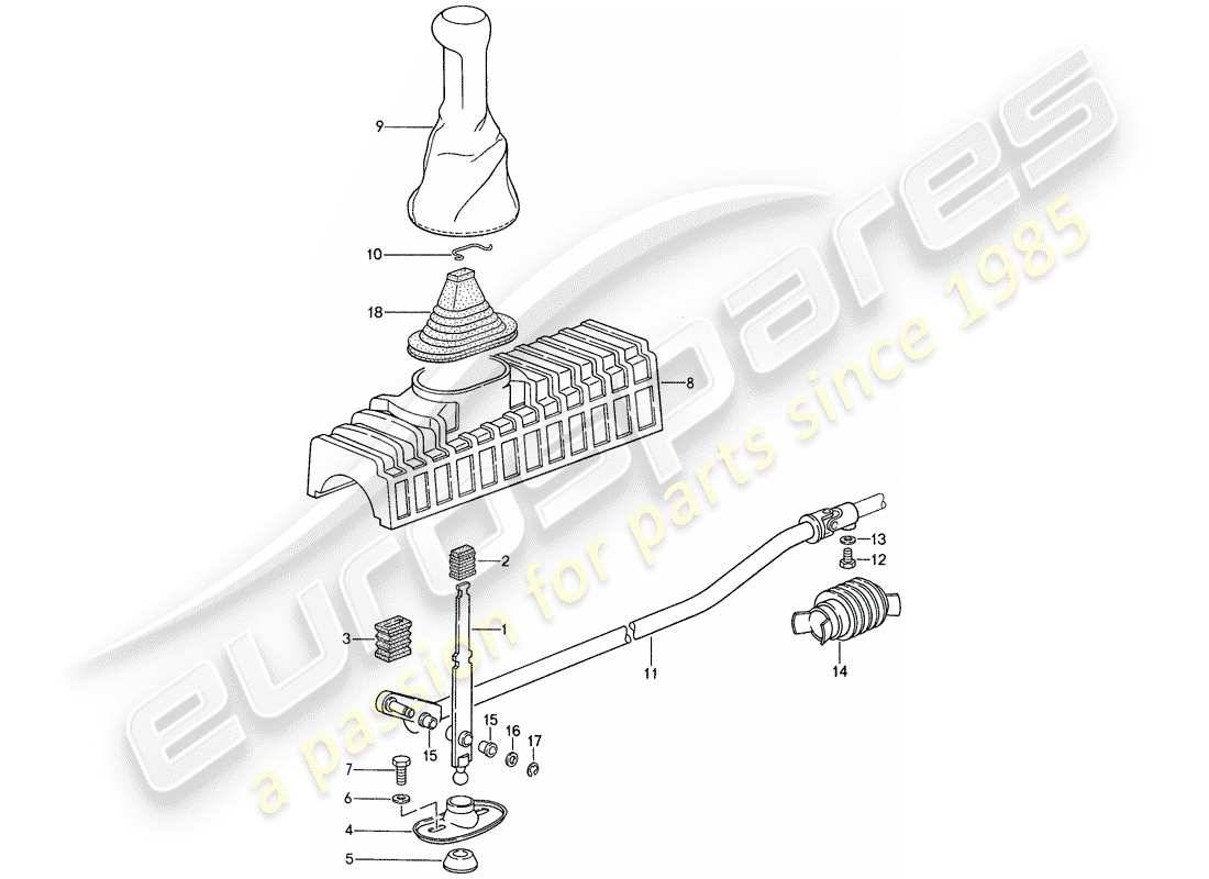 porsche 1987 (959) control de transmisión diagrama de piezas
