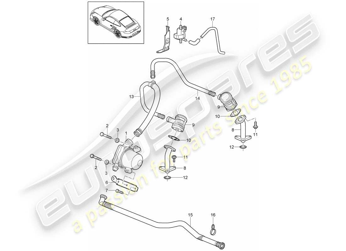 porsche 2013 (997-2 turbo / gt2 rs) inyección de aire diagrama de piezas