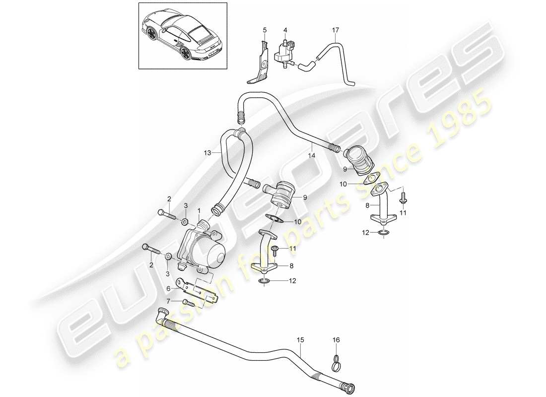 porsche 911 t/gt2rs (2013) inyección de aire diagrama de piezas