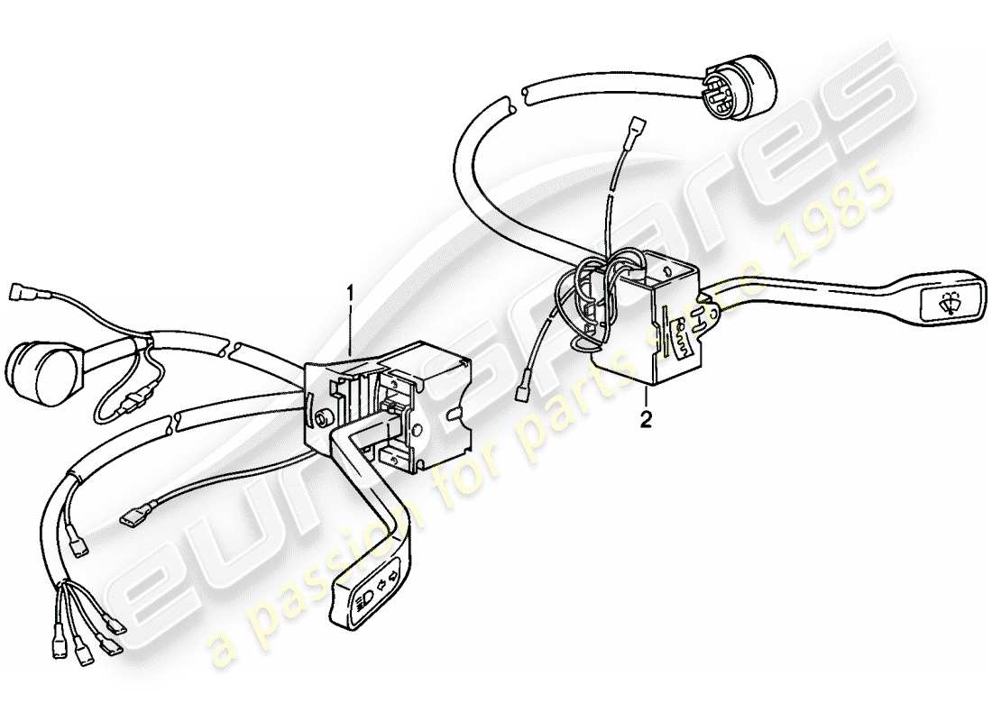 porsche 1986 (911) interruptor de la columna de dirección diagrama de piezas