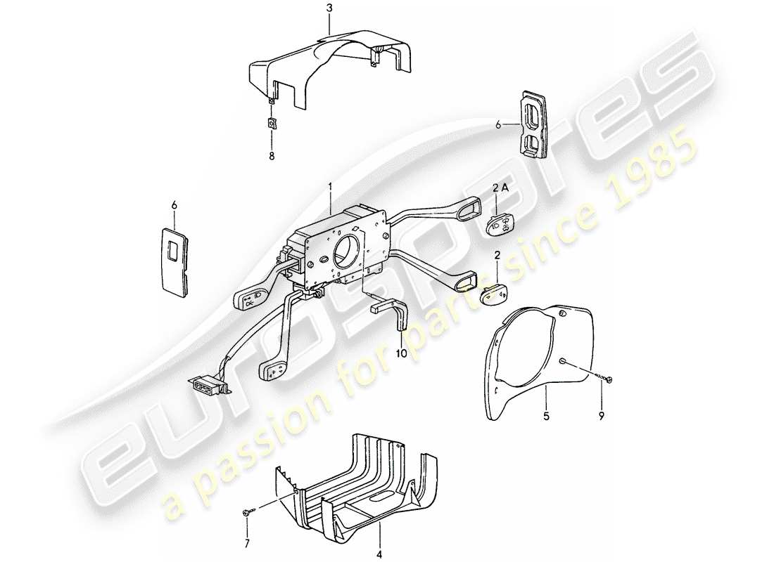 porsche 1994 (993) interruptor de la columna de dirección diagrama de piezas
