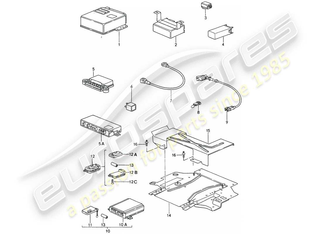 porsche 1994 (993) unidades de control diagrama de piezas