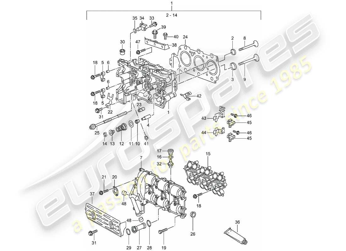 porsche 2002 (996) culata del cilindro - d >> - mj 2001 diagrama de piezas