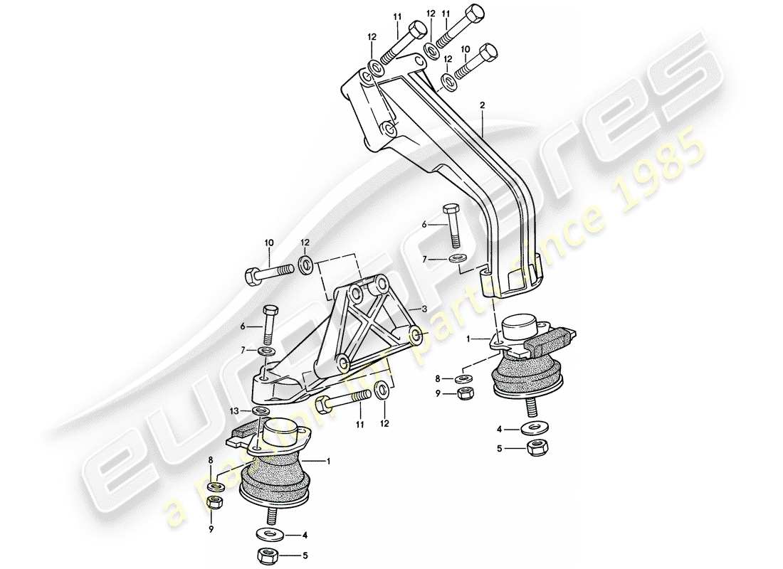 porsche 1987 (924s) suspensión del motor diagrama de piezas