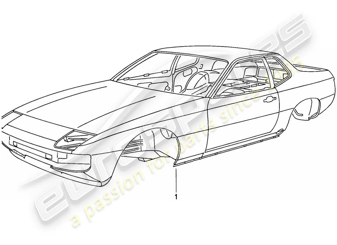 porsche 1988 (924s) diagrama de piezas de la carrocería del coche