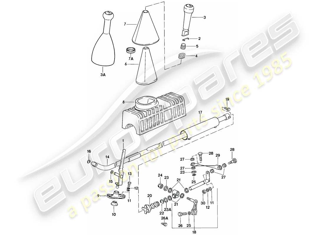 porsche 1982 (944) mecanismo de cambio - caja de cambios manual diagrama de piezas