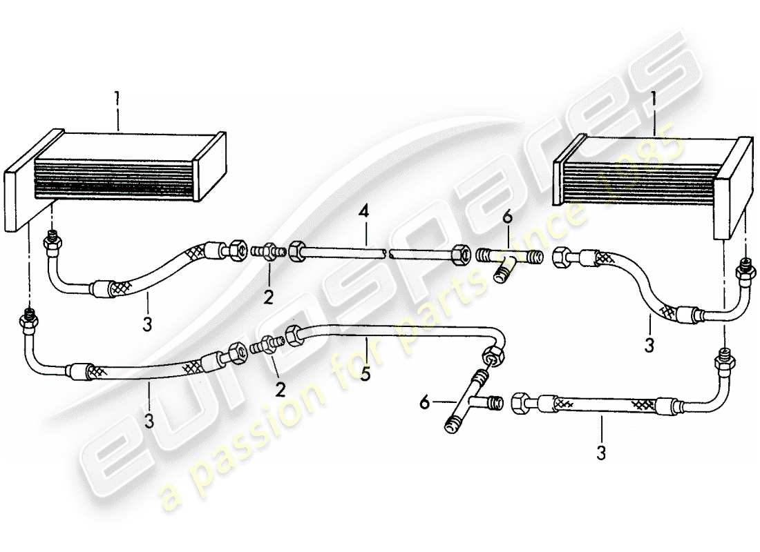 porsche 1954 (356/356a) lubricación del motor - enfriador de aceite diagrama de piezas
