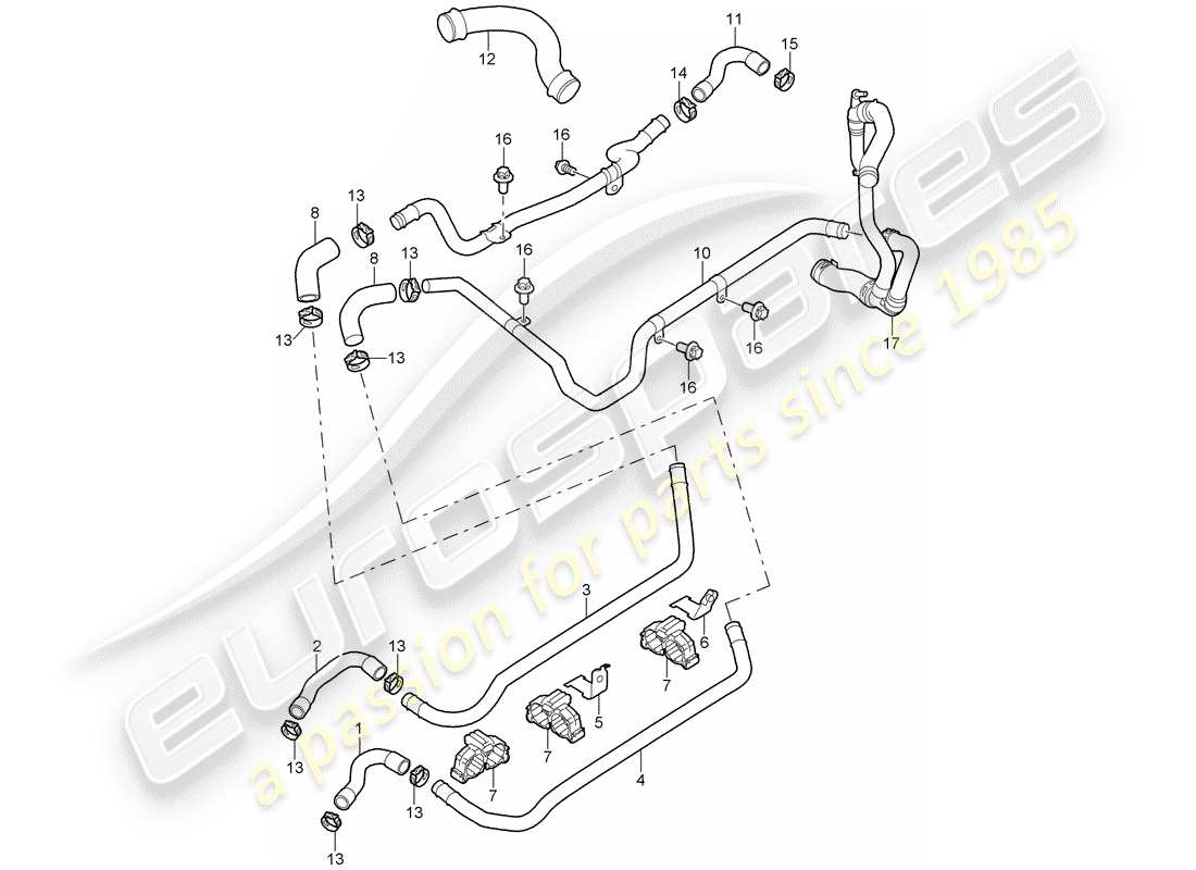porsche 2005 (997-1) líneas diagrama de piezas