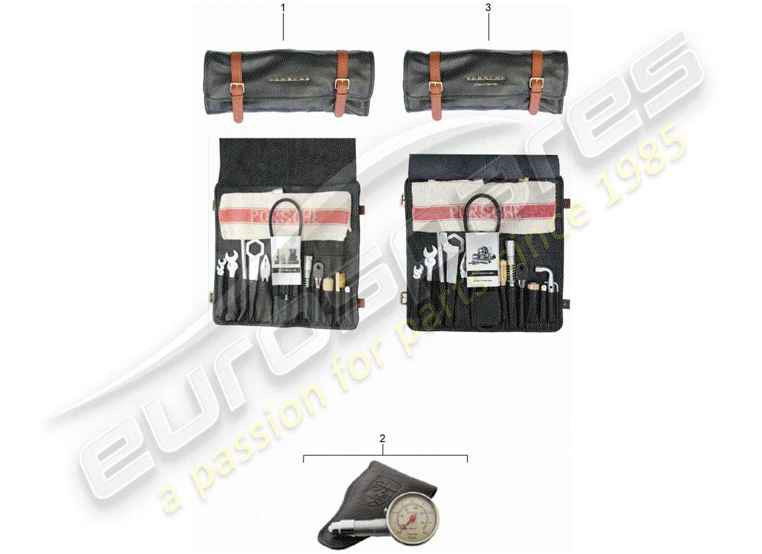 porsche 1954 (356/356a) herramientas y accesorios botiquín de primeros auxilios diagrama de piezas