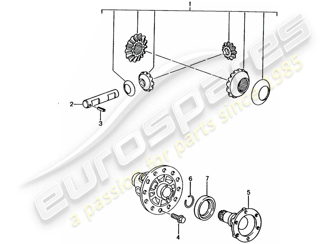 porsche 2004 (996) diferencial diagrama de piezas