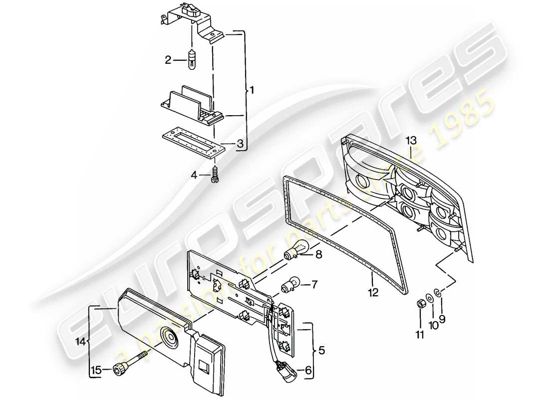 porsche 1979 (924) luz de matrícula - luz trasera diagrama de piezas