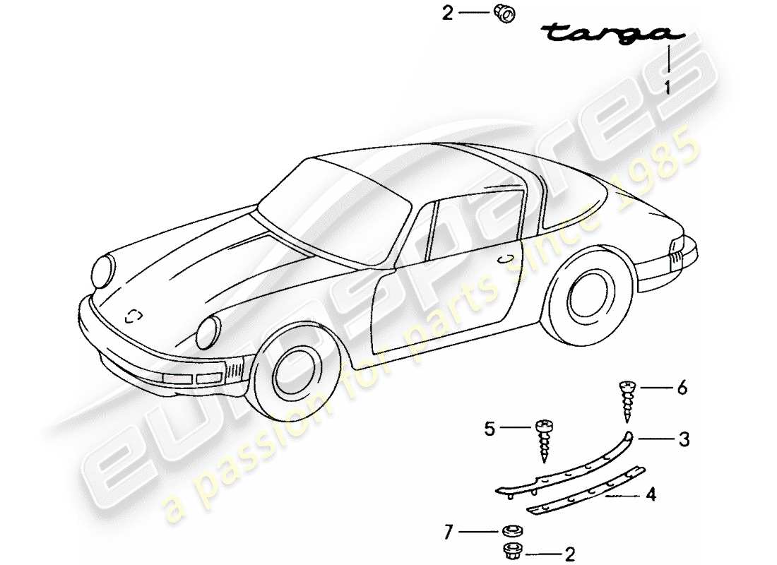 porsche 1984 (911) accesorios decorativos diagrama de piezas