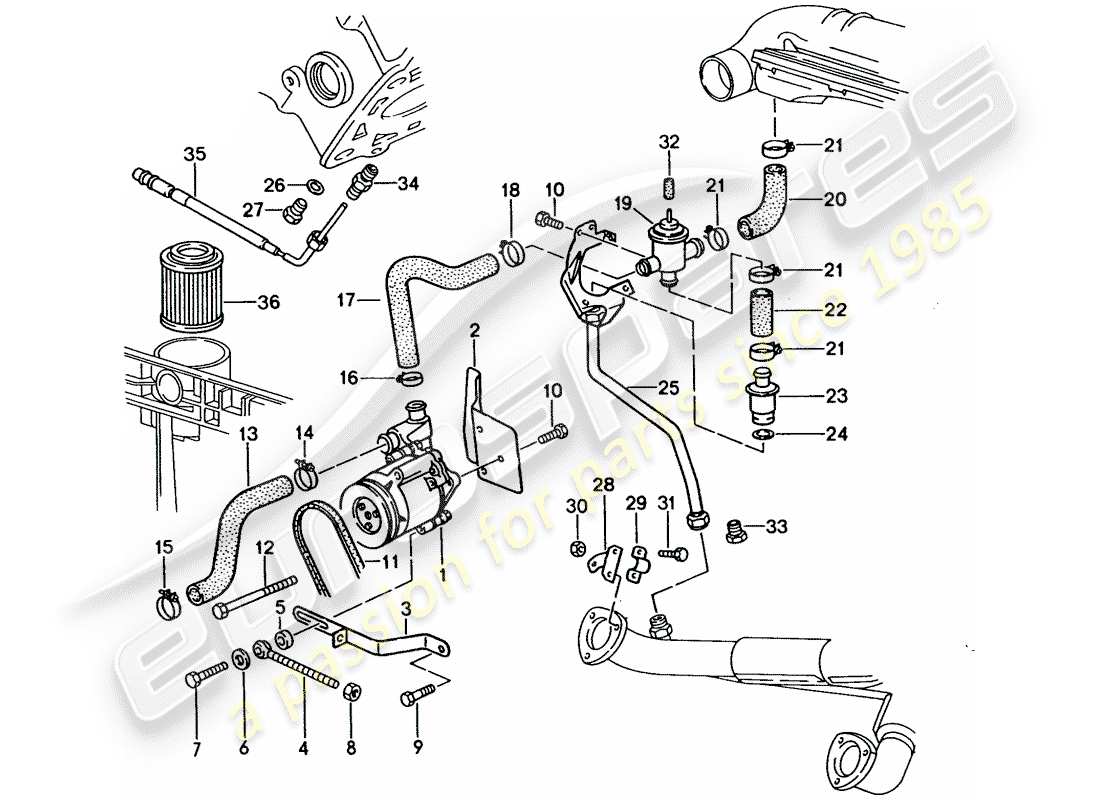 porsche 1994 (928) inyección de aire - para vehículos con - catalizador diagrama de partes