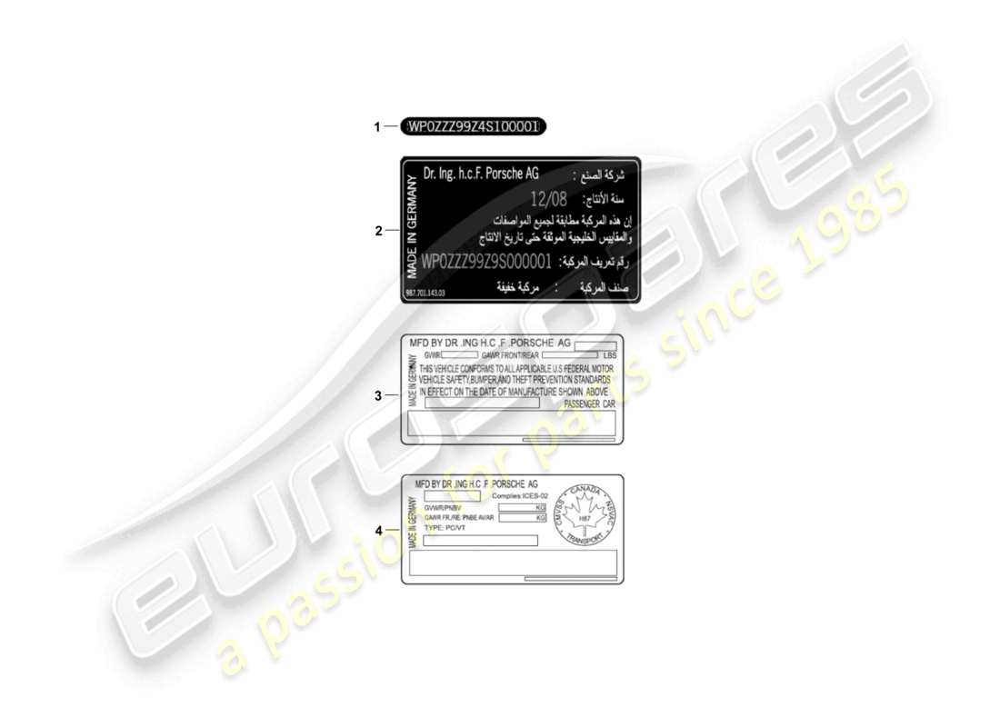 porsche 2007 (987 cayman) señales/avisos diagrama de piezas