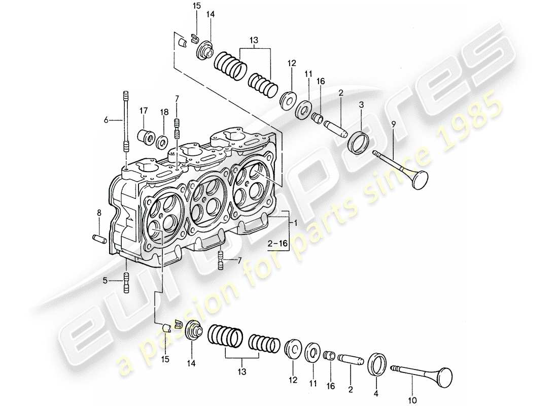 porsche 1987 (959) cabeza de cilindro diagrama de piezas