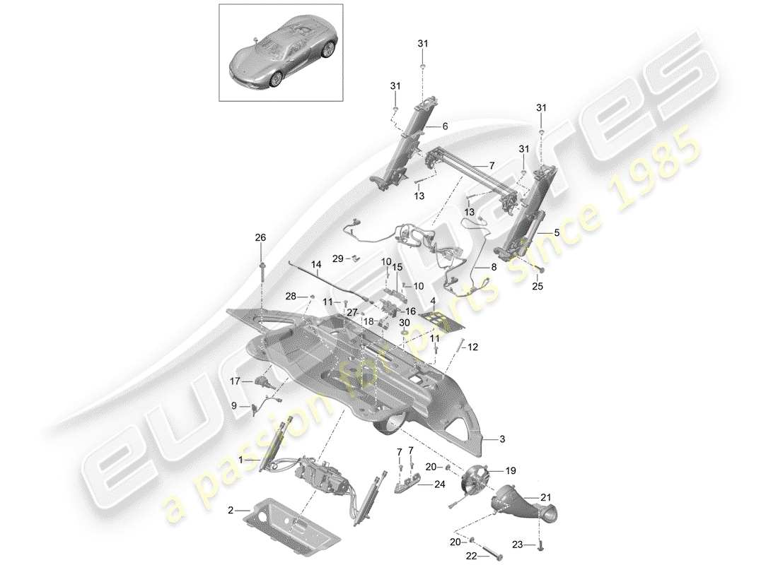 porsche 2015 (918 spyder) unidad de impulsión para diagrama de piezas
