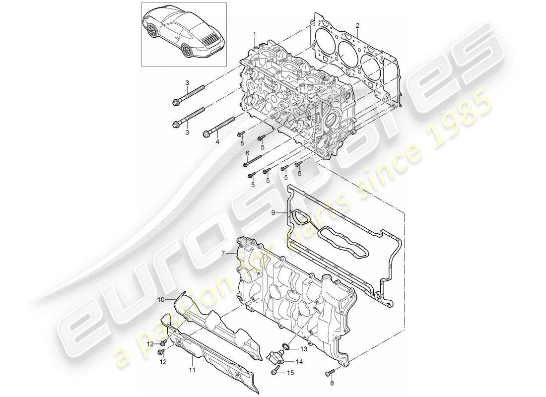 porsche 2009 (997-2) cabeza de cilindro diagrama de piezas