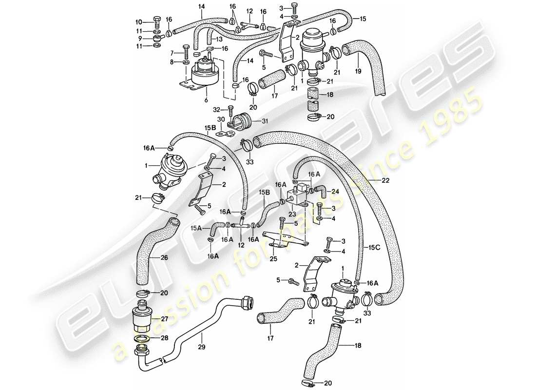 porsche 1987 (911) inyección de aire diagrama de piezas