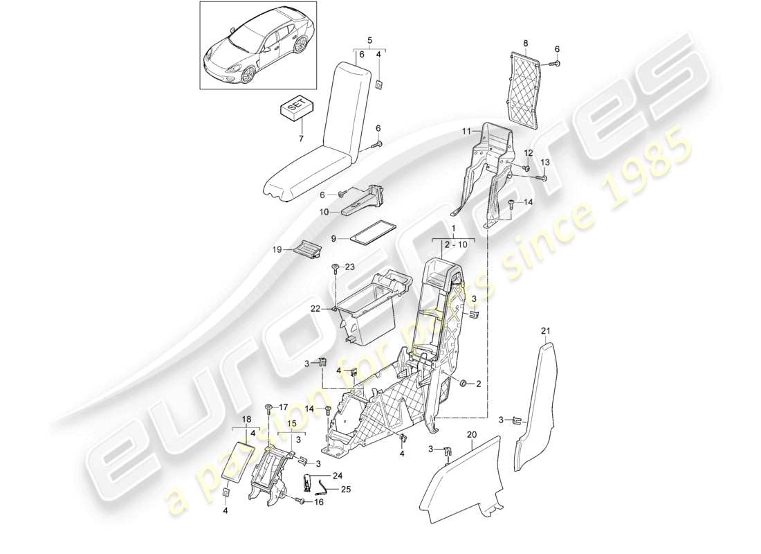 porsche 2012 (panamera 970) versión trasera de la consola central business d >>- diagrama de piezas mj 2013