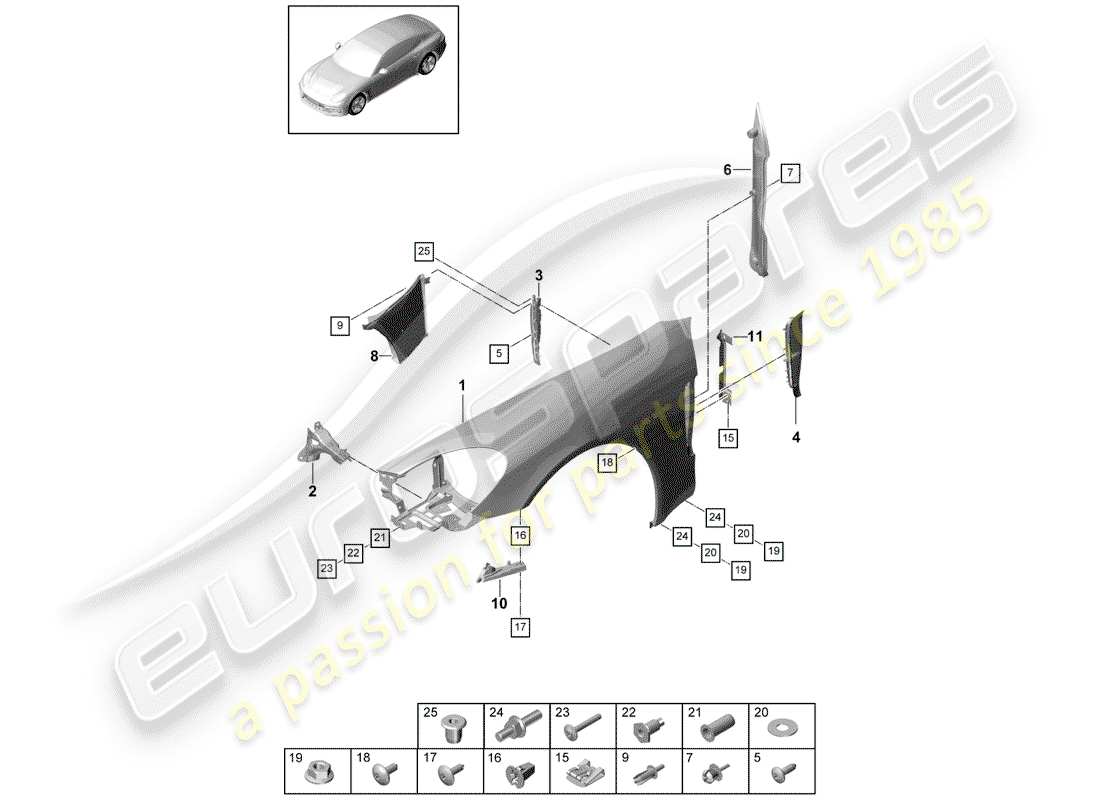 porsche 2020 (panamera 971-1) defensa diagrama de piezas