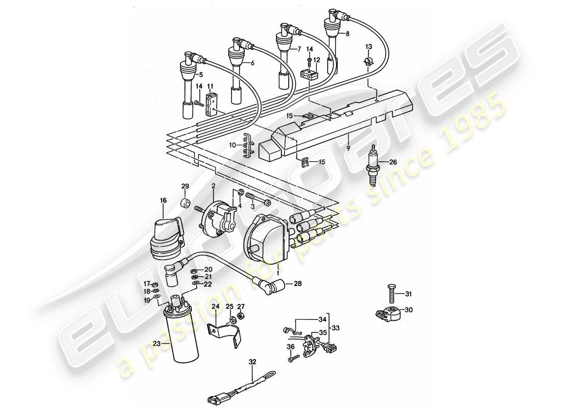 porsche 1994 (968) electricidad del motor 1 diagrama de piezas