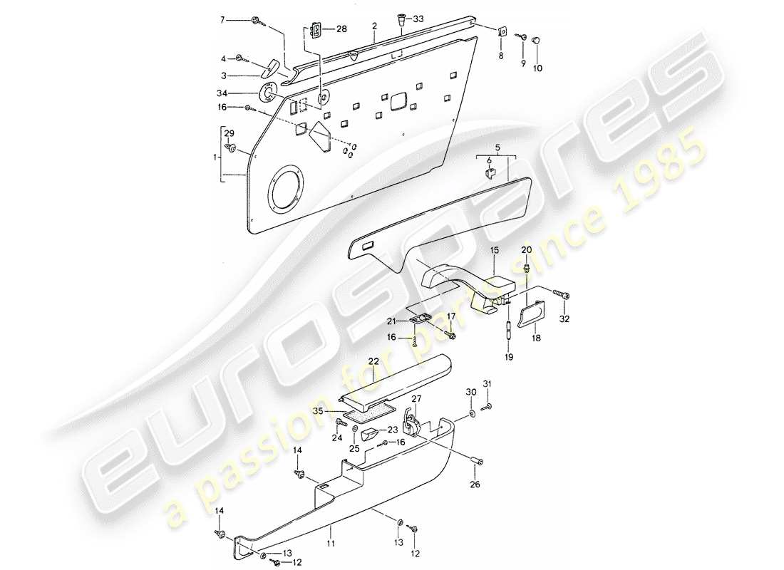 porsche 1994 (993) equipamiento interior - puertas - d >> - mj 1996 esquema de piezas