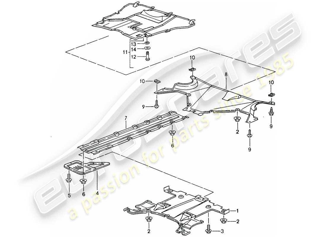 porsche 1994 (993) cubierta - para - bajos diagrama de piezas