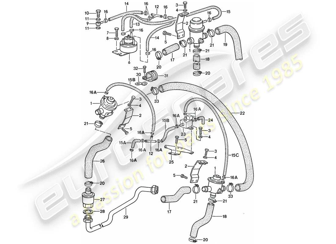 porsche 1986 (911) inyección de aire diagrama de piezas
