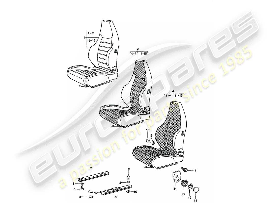porsche 1985 (911) asiento deportivo - completo - d >> - mj 1984 diagrama de piezas