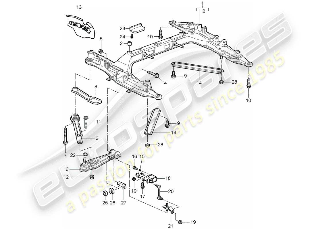 porsche 2009 997-2 turbo / gt2 diagrama de piezas del travesaño