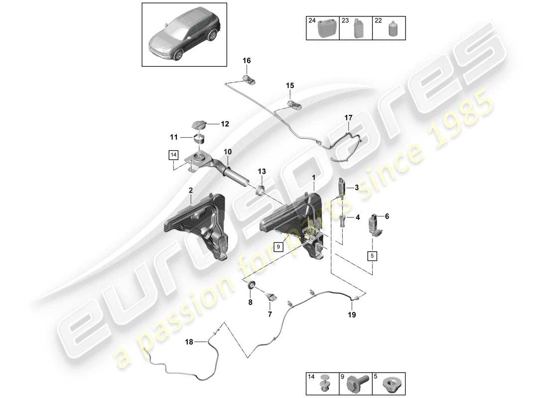 porsche 2020 (cayenne e3 9ya/9yb) diagrama de piezas de la unidad arandela