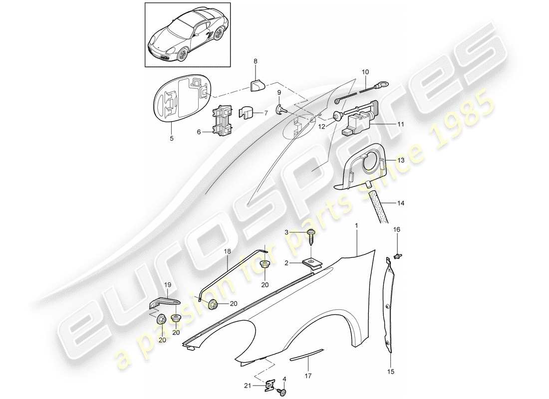 porsche 2012 (987 cayman) defensa diagrama de piezas
