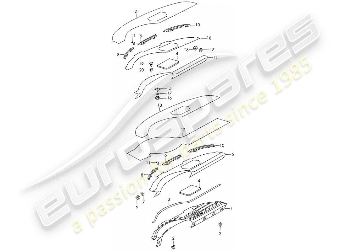 porsche 1966 (911/912) tablero - embellecedor del panel de tablero - d >> - mj 1968 diagrama de piezas