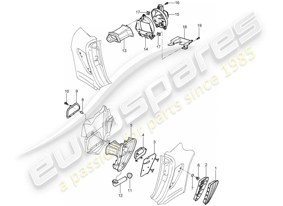 porsche 2006 (987 cayman) ventilación diagrama de piezas